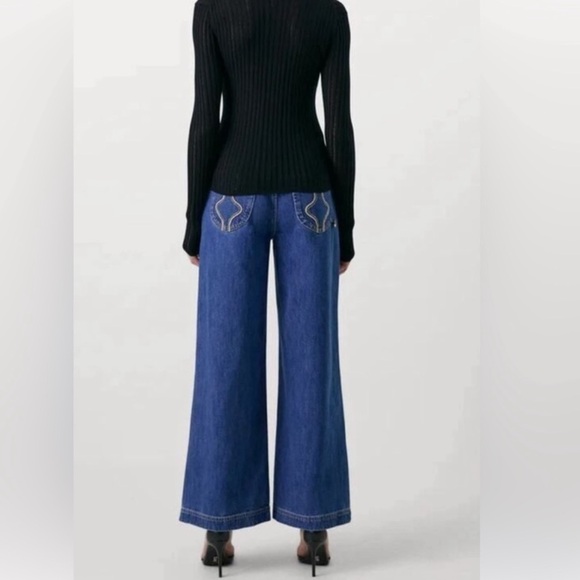 Gap x Cult Gaia High Rise Stride Chain Jeans 29 NWTs - Picture 2 of 11